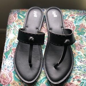 J. JILL Black Leather Thong Sandals